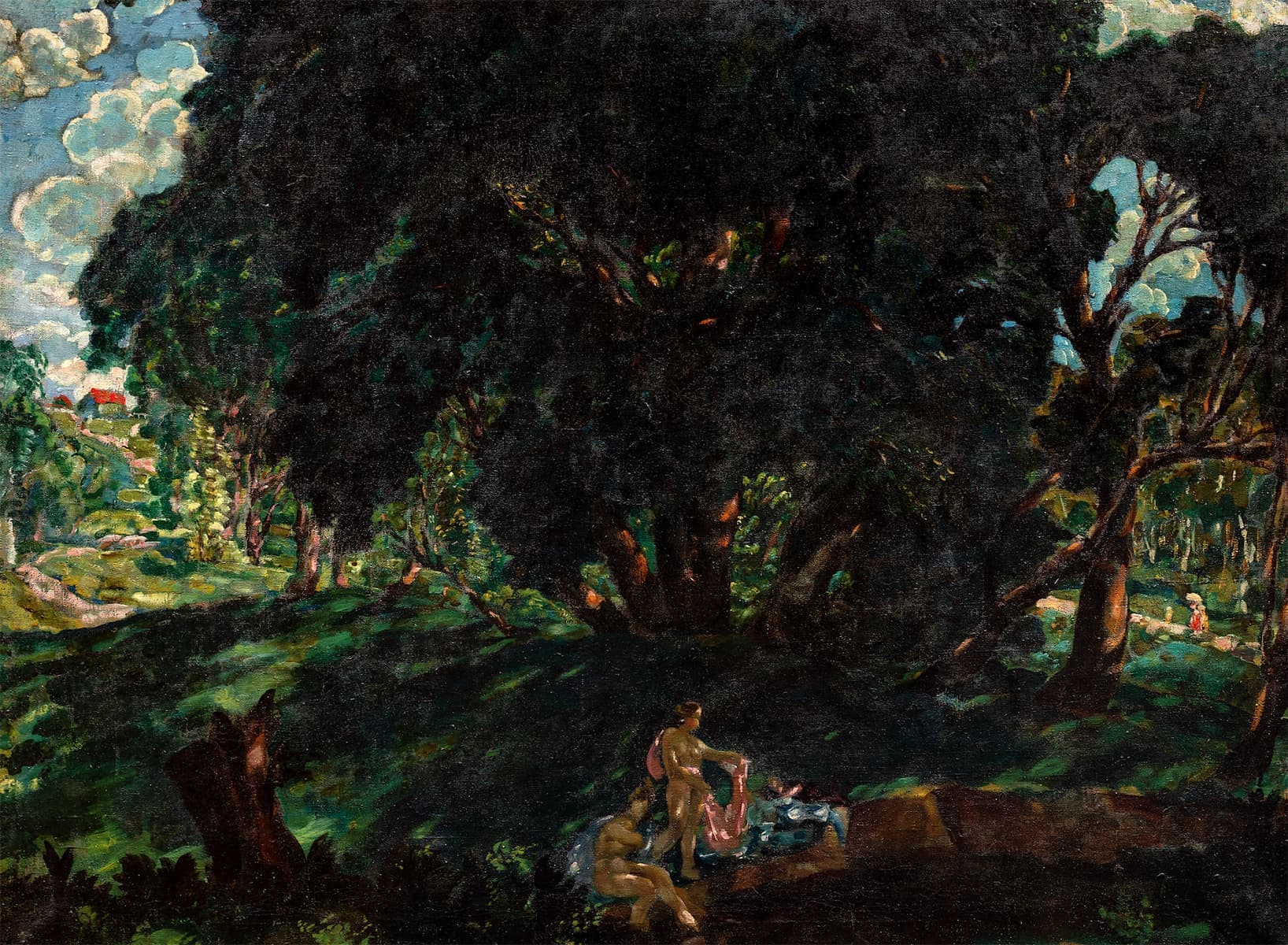 Пейзаж с купальщицами. Конец XIX — первая треть XX века, Собрание Андрея Васильева, Санкт-Петербург. Неизвестный художник