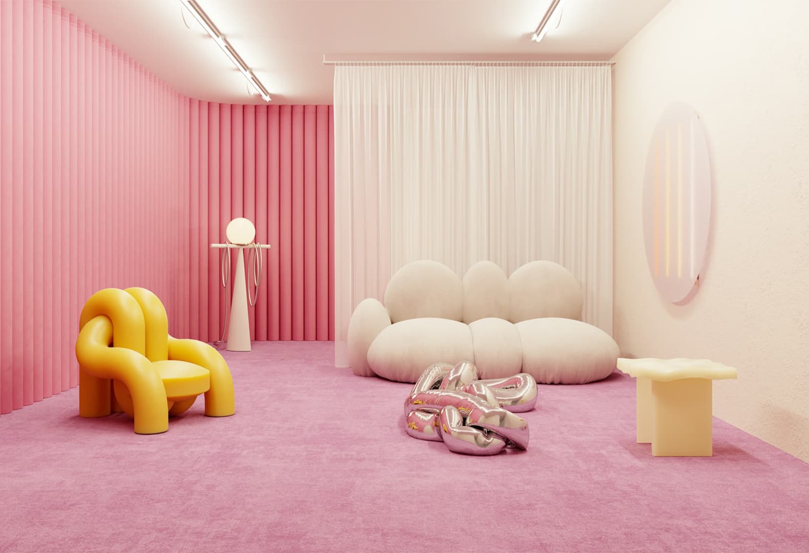 Интерьер, вдохновленный выставкой Job Interview в Last Resort Gallery, 2020. Фото: Reisinger Studio