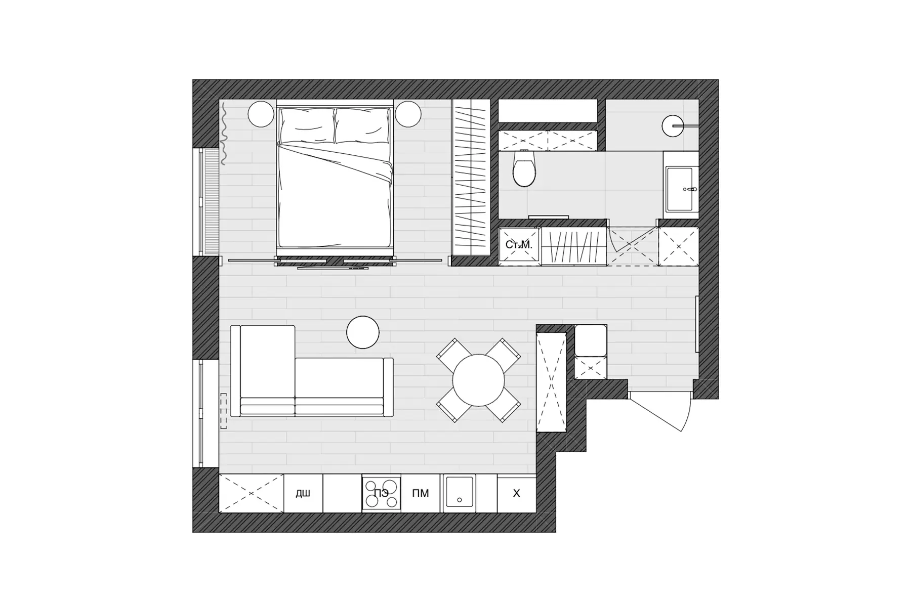 Эргономичные решения и спокойная палитра в интерьере маленькой квартиры для сдачи в аренду — проект студии URAL Interior