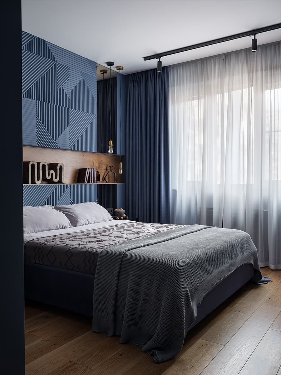 Темные оттенки и фактура дуба в интерьере квартиры с необычной перегородкой — проект Наталии Варнавской