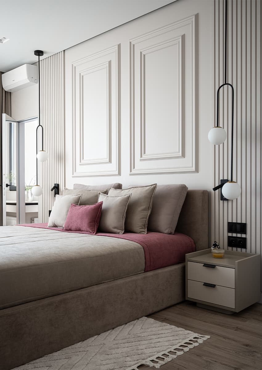 Гостеприимный интерьер квартиры с оригинальным несущим пилоном — проект Анны Лисимовой