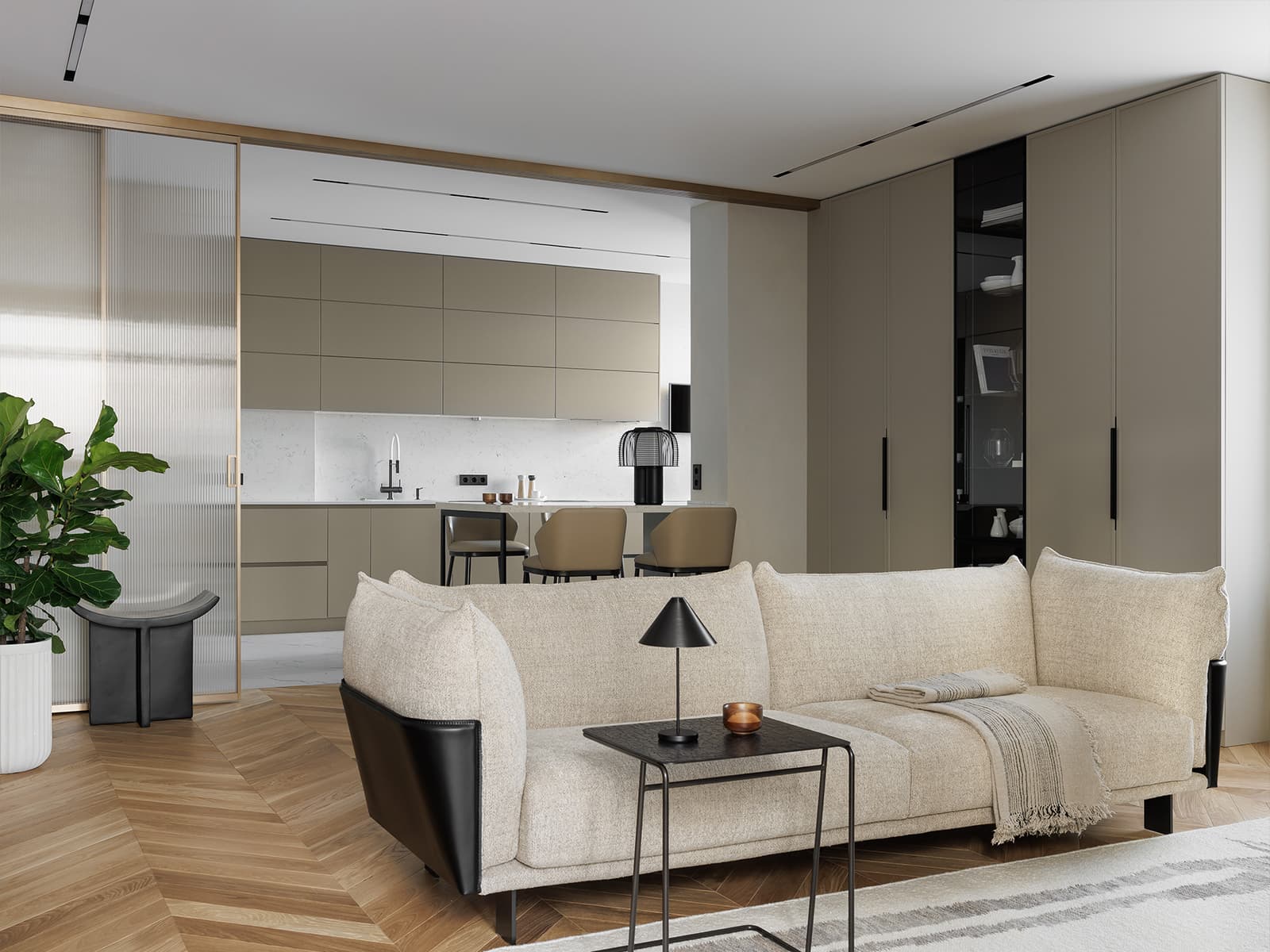 Бесшовные обои и итальянская мебель в светлом интерьере квартиры — проект Ольги Фокиной