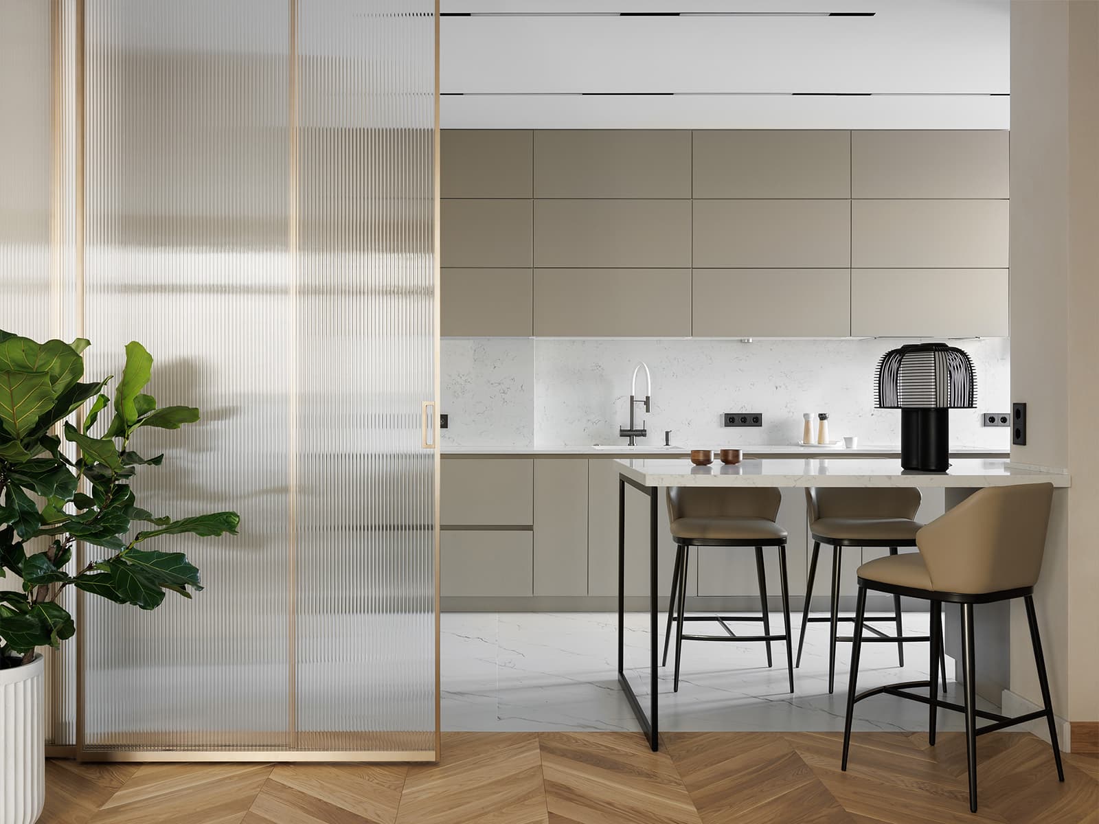 Бесшовные обои и итальянская мебель в светлом интерьере квартиры — проект Ольги Фокиной