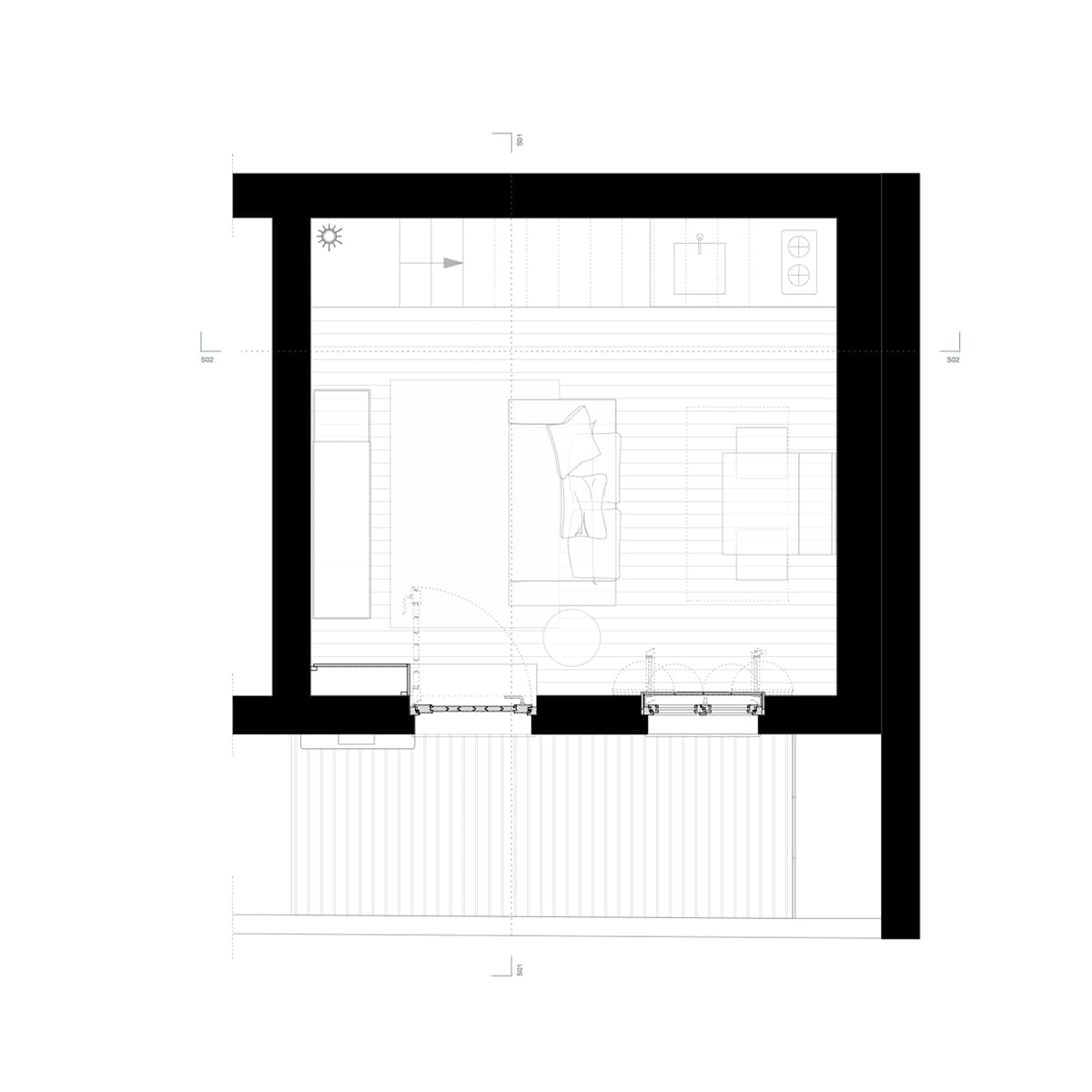 Яркие оконные откосы в интерьере крошечной двухэтажной квартиры в Порту — проект студии Spaceworkers w3