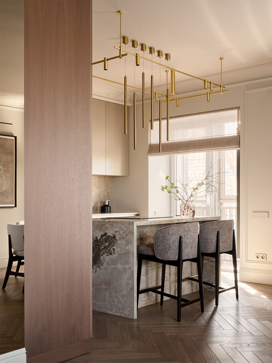 Утонченный интерьер квартиры с продуманными световыми сценариями — проект Екатерины Поздняковой