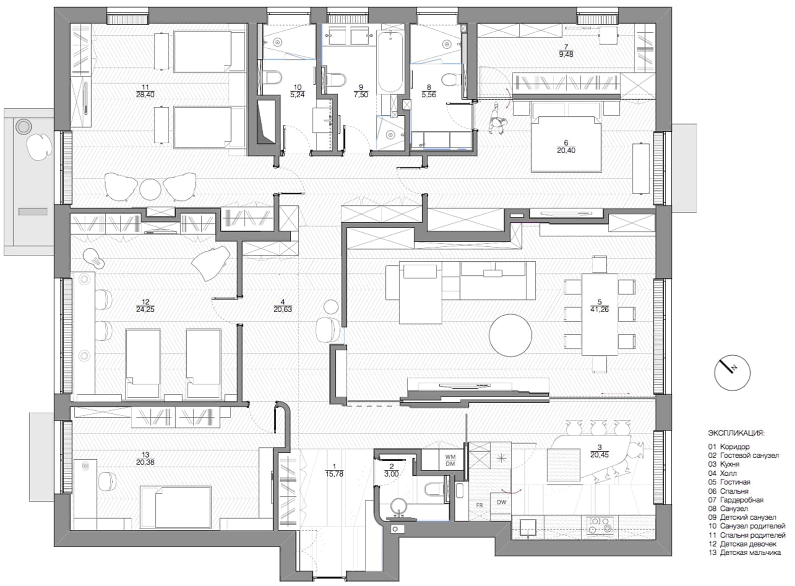 Московская квартира для трех поколений – проект NIDO Interiors. Планировка