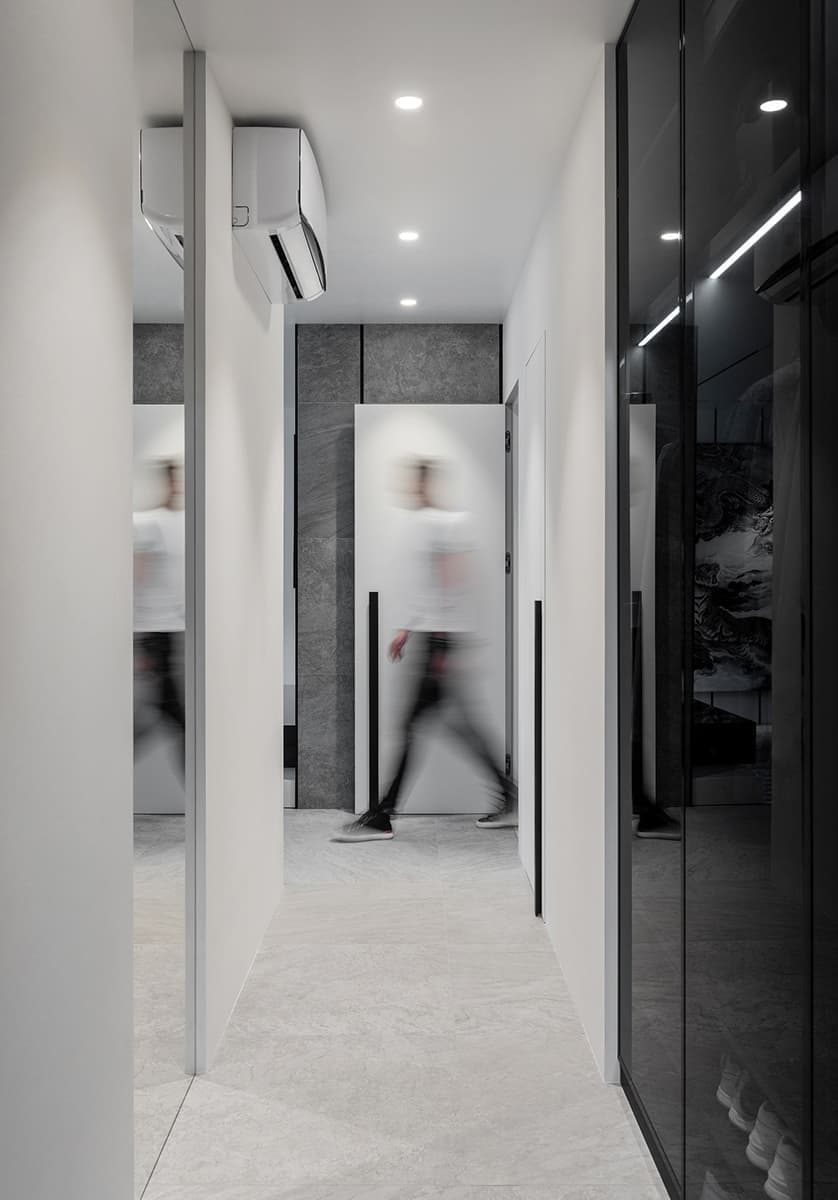 Интерьер московских апартаментов с открытой ванной – проект Korshunov Architects