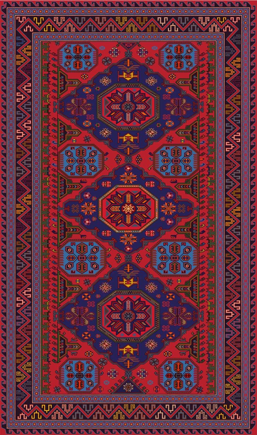 Ковер безворсовый, Сумах. Пример реконструкции орнамента дагестанского ковра начала XX века