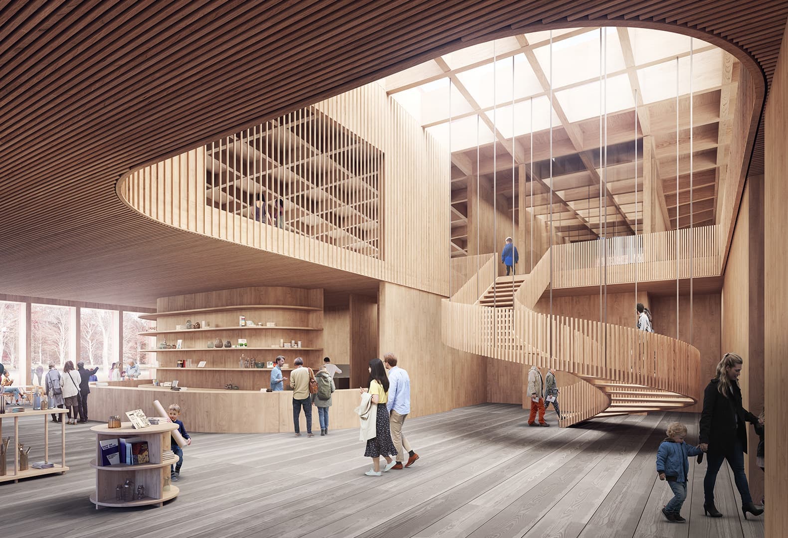 Внутреннее пространство здания музея Brädgården Art Works. Проект Reiulf Ramstad Arkitekter
