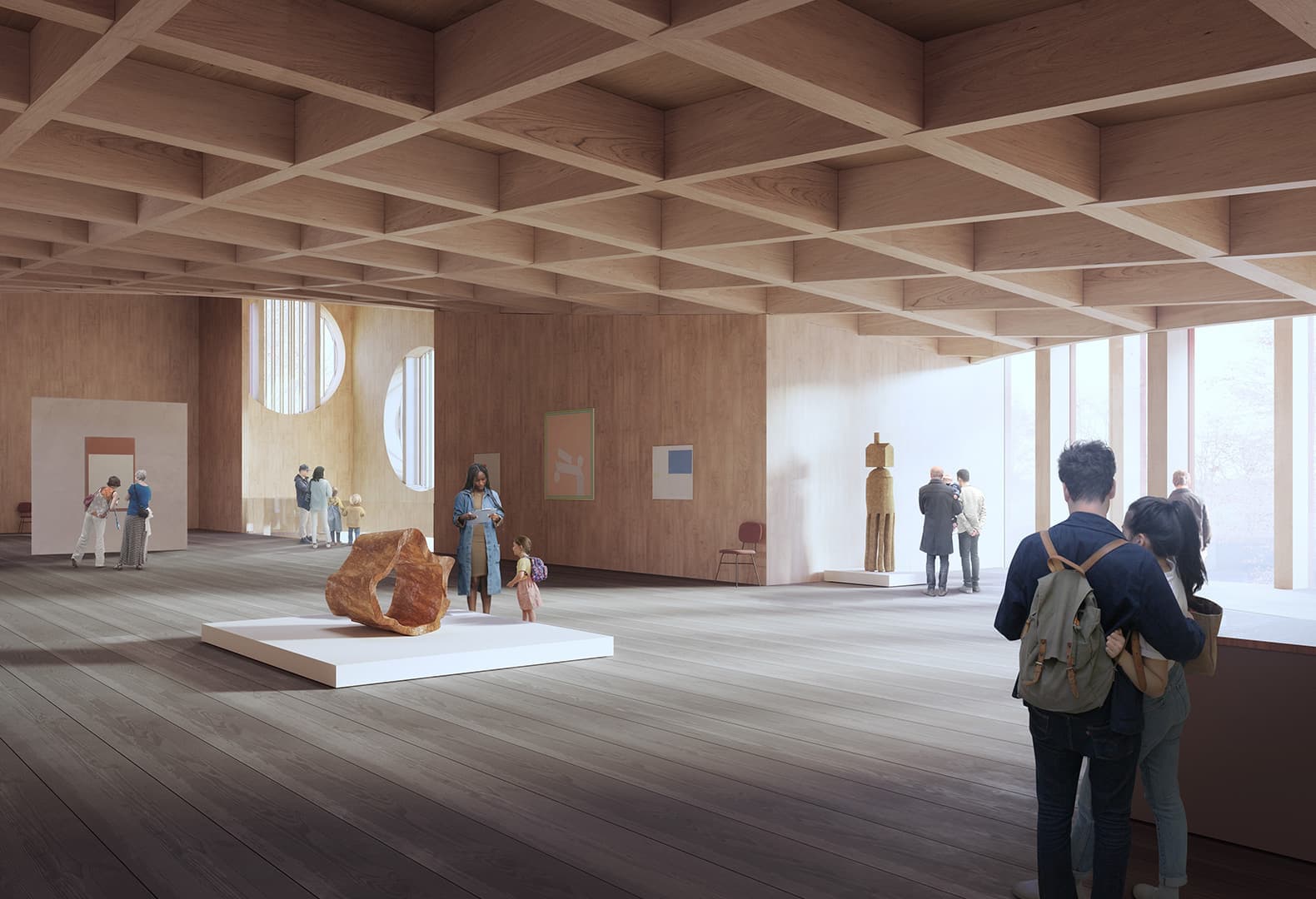 Внутреннее пространство здания музея Brädgården Art Works. Проект Reiulf Ramstad Arkitekter